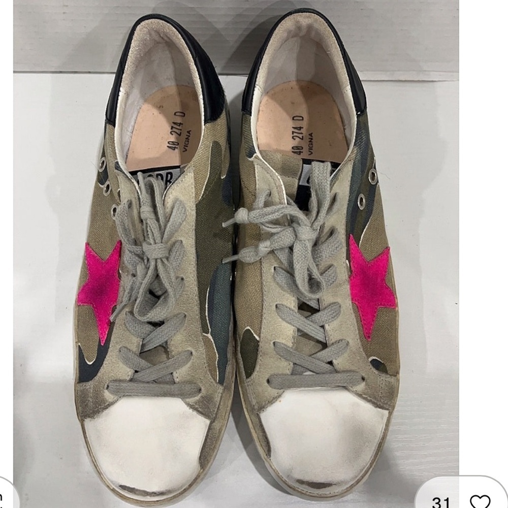 Golden Goose Women's Canvas Superstar Sneakers in Gray and Pink Sz 37 - Picture 6 of 8
